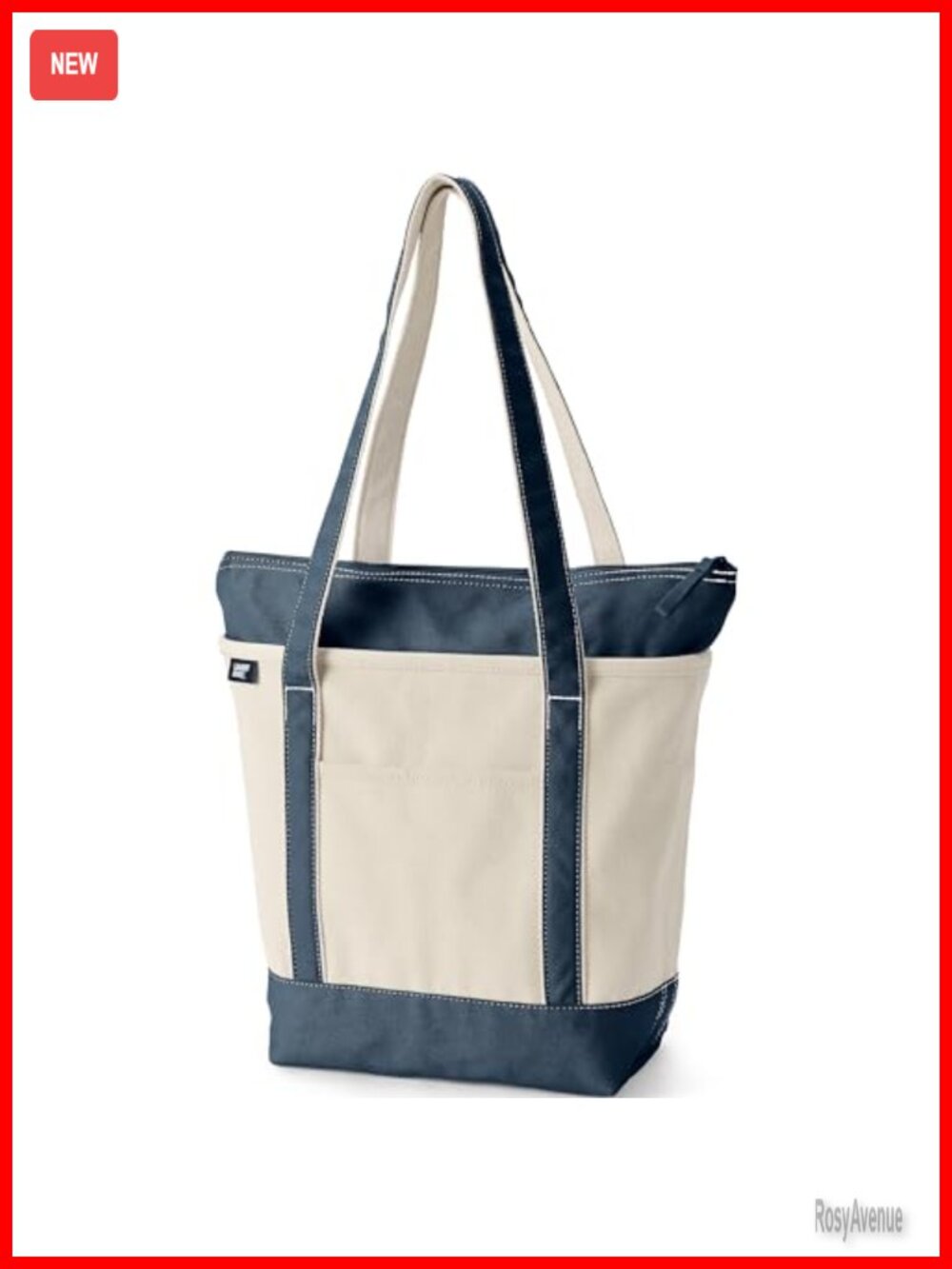 Lands' End Zip Canvas Tote Bag Structured Large Travel Shoulder Bag